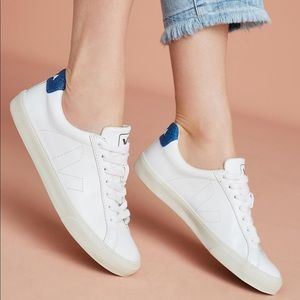 Veja Esplar White & Blue Glitter Sneakers